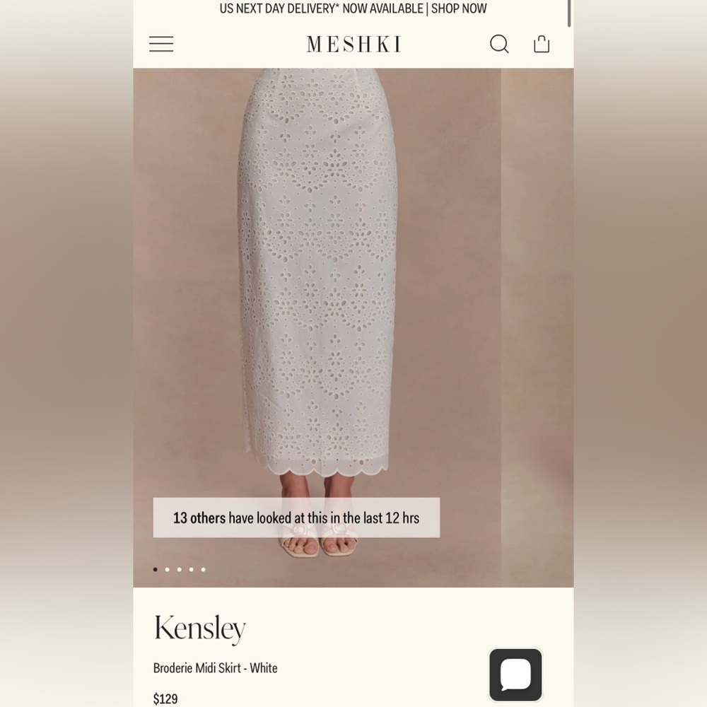 MESHKI white midi skirt
Kensley Broderie Midi Skirt - White